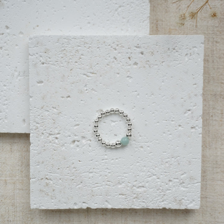 Little Grey Moon Silver and Aquamarine Ring