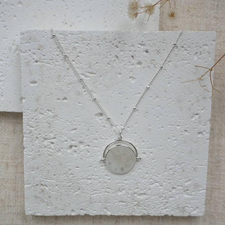 Little Grey Moon Silver Sky Spinner Necklace