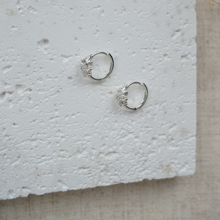 Little Grey Moon Silver Star Huggie Hoop Earrings