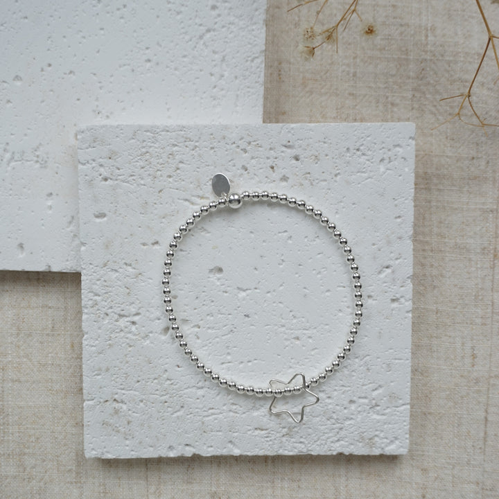 Little Grey Moon Silver Open Star Bracelet