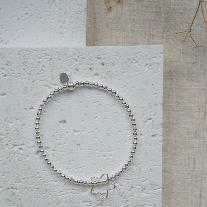 Little Grey Moon Silver Open Star Bracelet