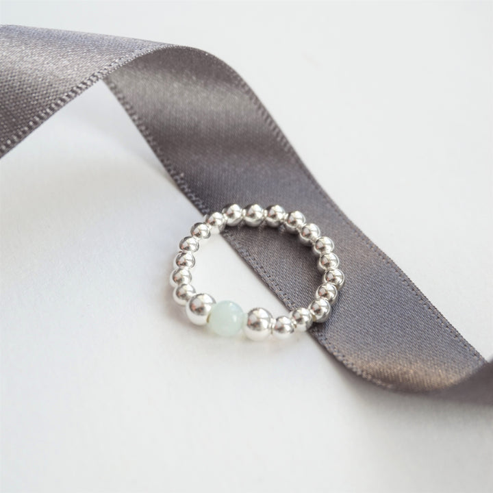 Little Grey Moon Silver and Chinese Amazonite Ring