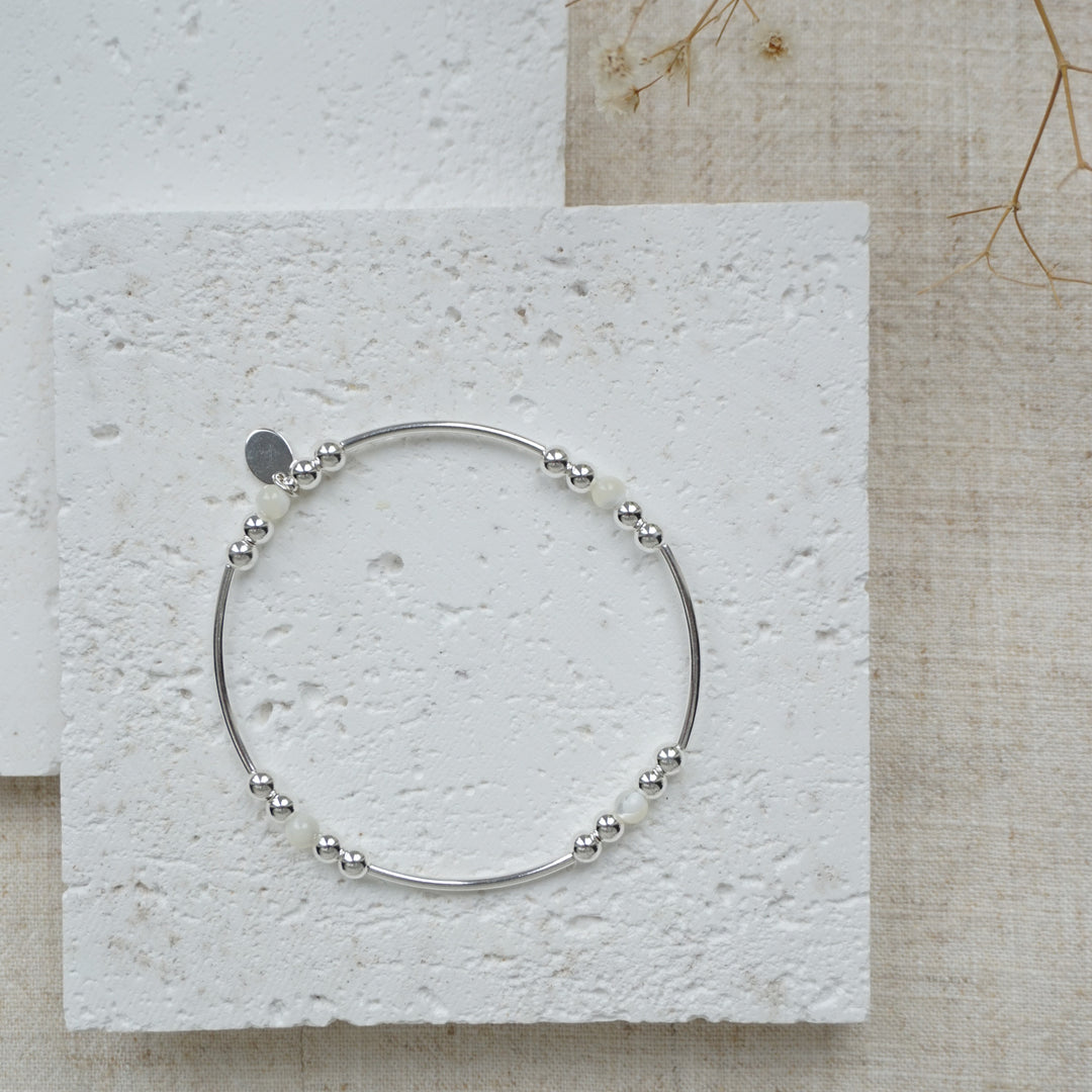 Little Grey Moon Silver and Mother of Pearl Bracelet