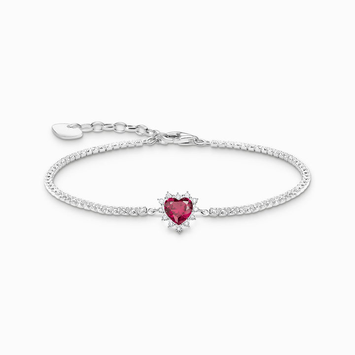 Thomas Sabo Silver Red Heart Romance Bracelet