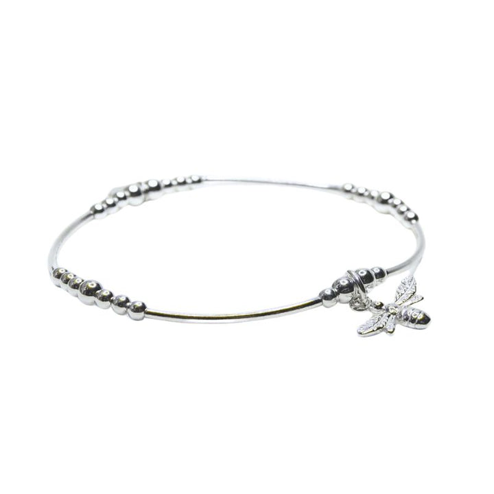 Little Grey Moon Silver Bee Charm Noodle Bracelet