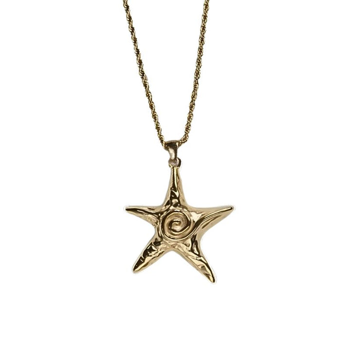 Little Grey Moon Gold Starfish Necklace