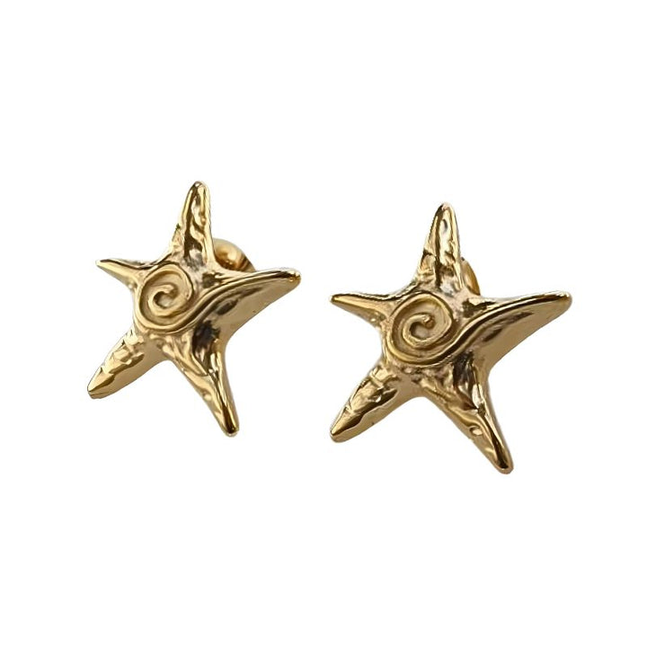 Little Grey Moon Gold Starfish Stud Earrings