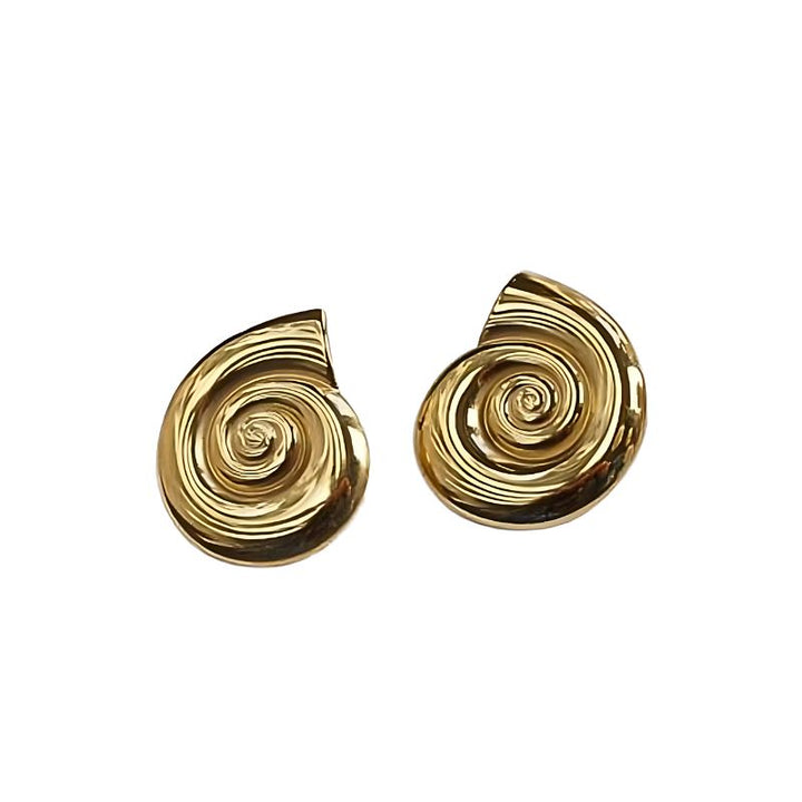 Little Grey Moon Gold Seashell Stud Earrings