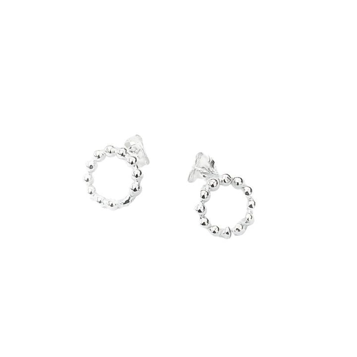 Little Grey Moon Silver Circle Beaded Stud Earrings