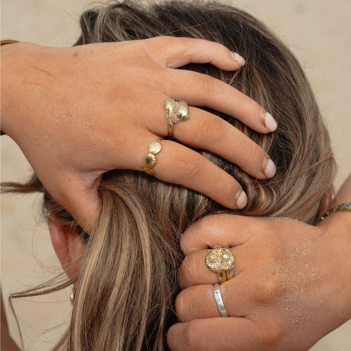 Little Grey Moon Gold Scallop Ring