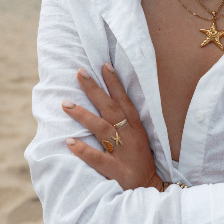 Little Grey Moon Gold Seashore Ring