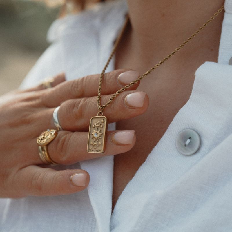 Little Grey Moon Gold Sun Necklace