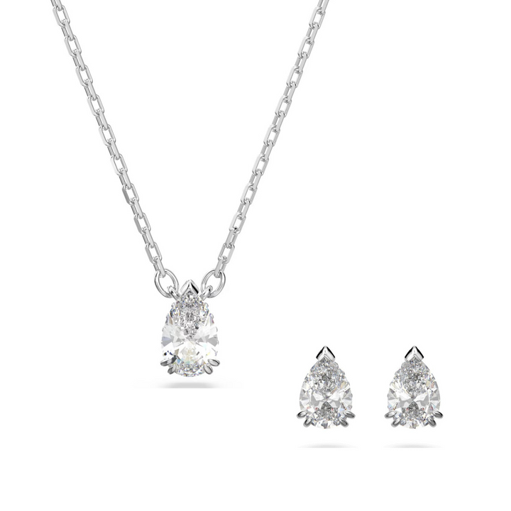 Swarovski Silver Millenia Pear Cut Necklace and Earring Set