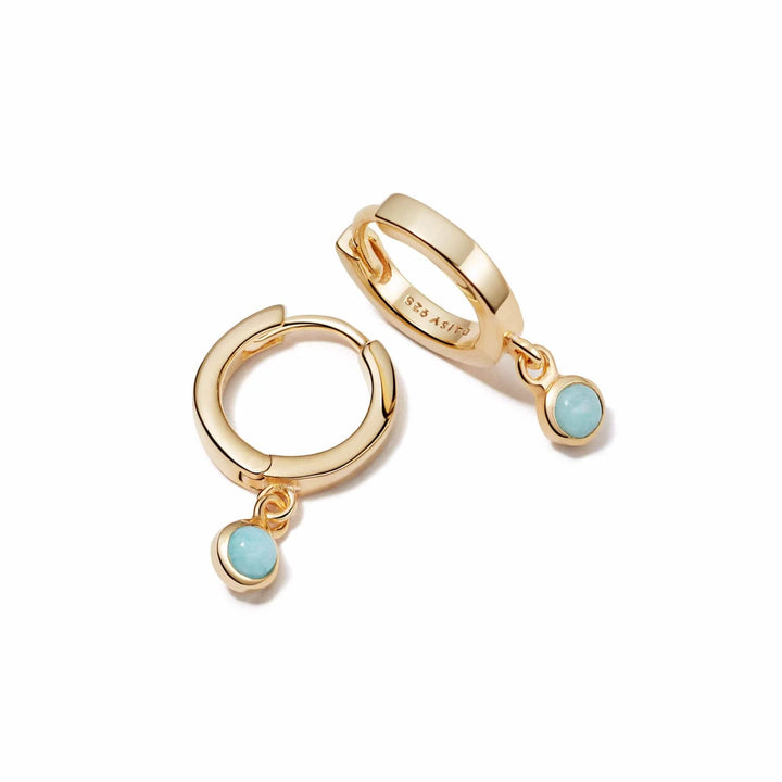 Daisy London 18ct Gold Plate Amazonite Healing Huggie Hoops