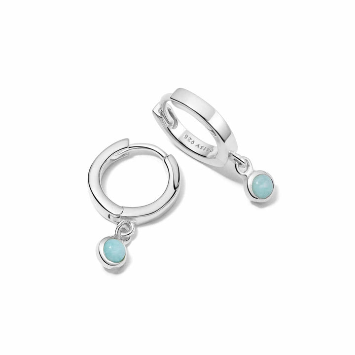 Daisy London Sterling Silver Amazonite Huggie Hoops