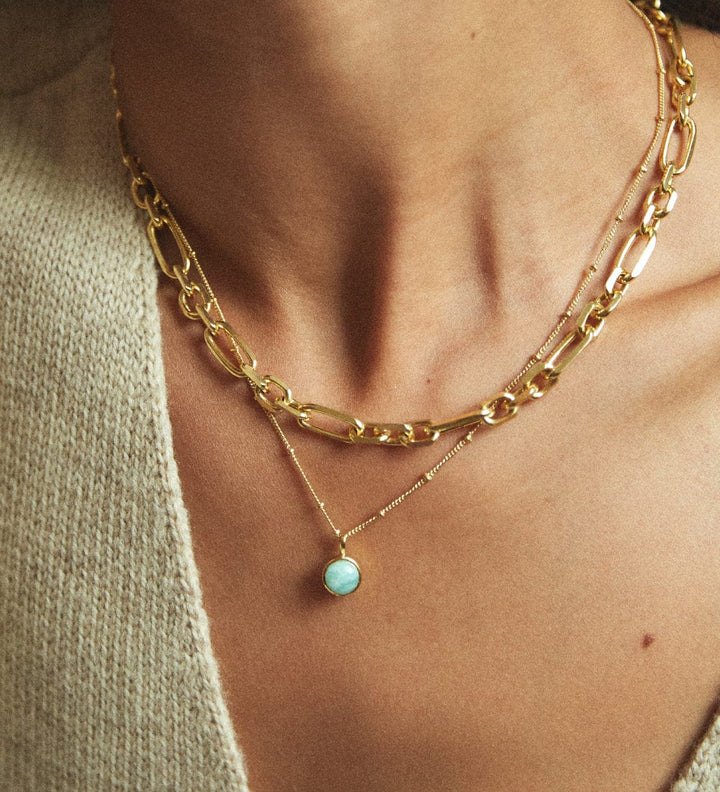 Daisy London 18ct Gold Plate Amazonite Healing Stone Necklace