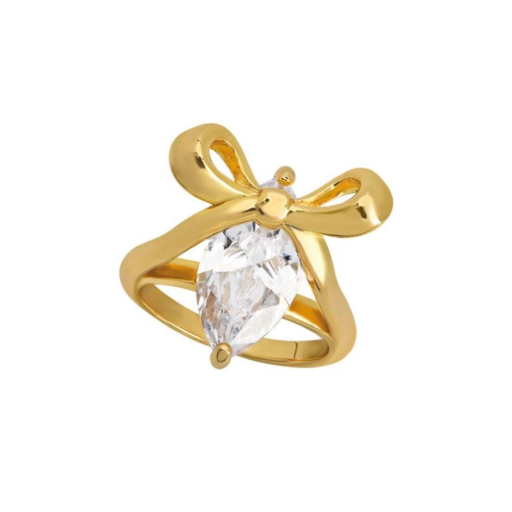 Amelia Scott Bow Ring Clear Cubic Zirconia -Gold & Silver  1