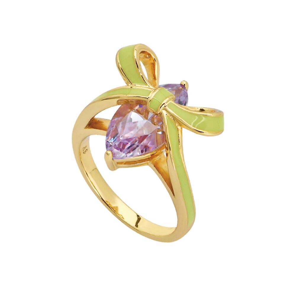 Amelia Scott Bow Ring Lime Lilac & Gold  1