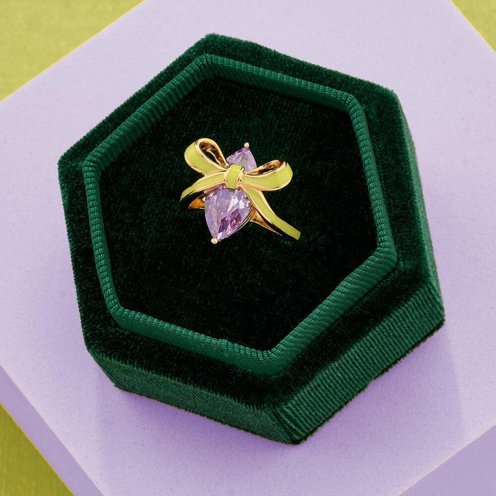 Amelia Scott Bow Ring Lime Lilac & Gold 