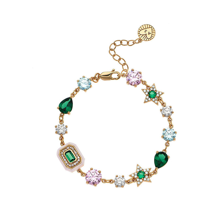 Amelia Scott Gold Blush Pink & Emerald Green Bracelet Stacking Set image 2