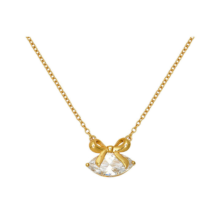 Amelia Scott Gold Bow Clear Cubic Zirconia Necklace image