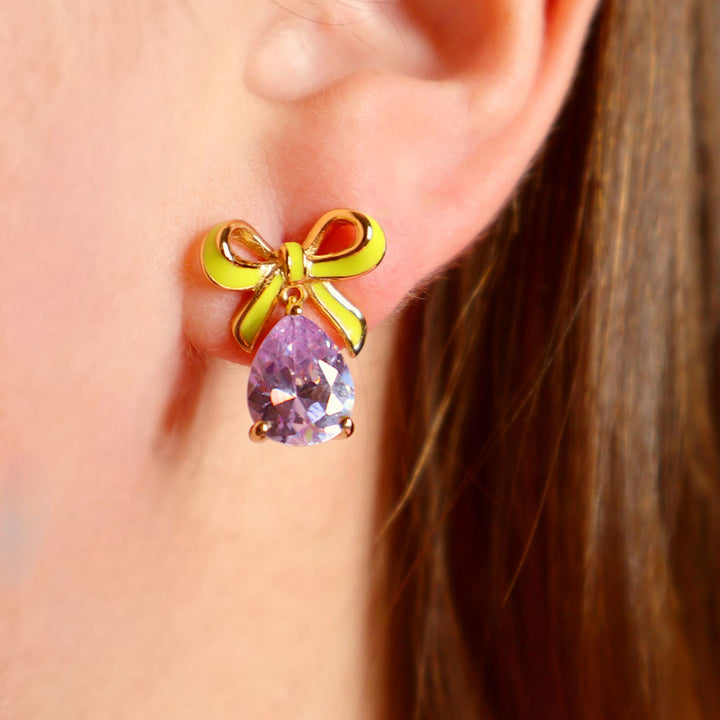 Amelia Scott Gold Bow Lilac Earrings image 2