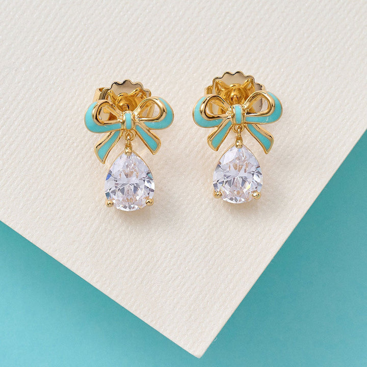 Amelia Scott Gold Bow Turquoise Earrings image