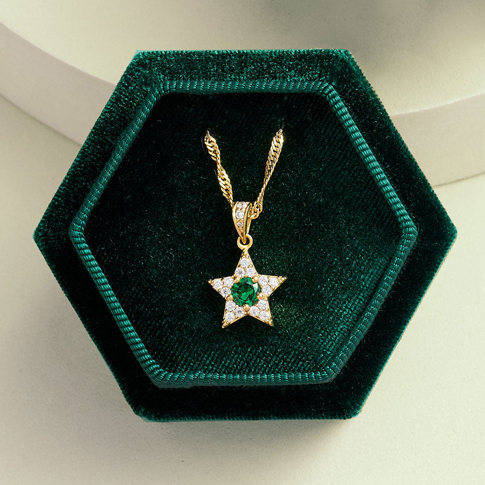 Amelia Scott Gold Celeste Cluster Moon Emerald Green Star Pendant Necklace image 1