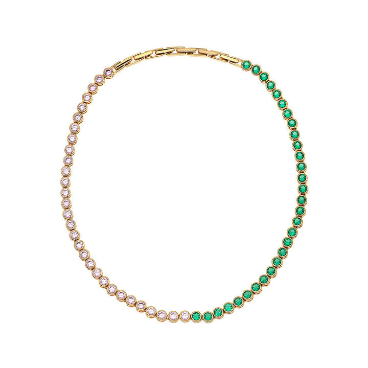 Amelia Scott Gold Dotty Tennis Blush Pink & Emerald Green Necklace image