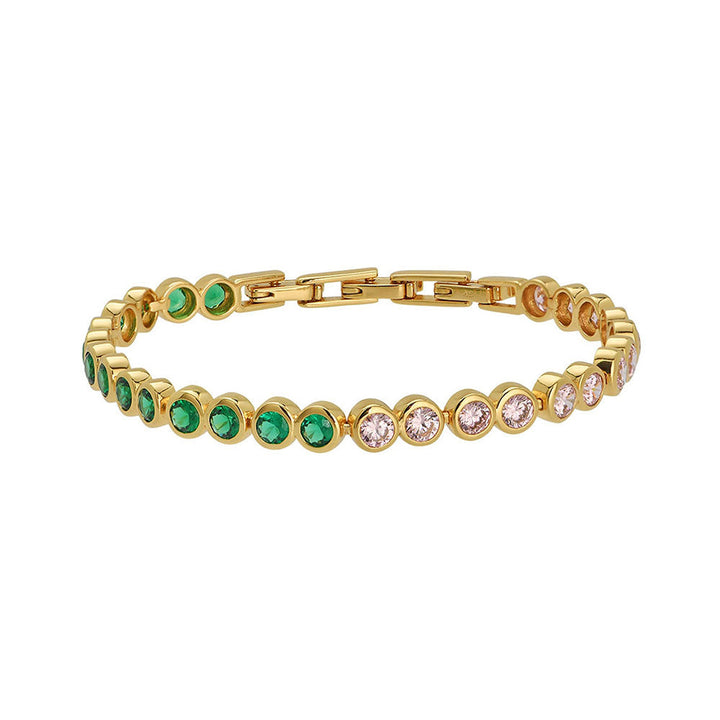 Amelia Scott Gold Dotty Tennis Pink & Emerald Green Bracelet image