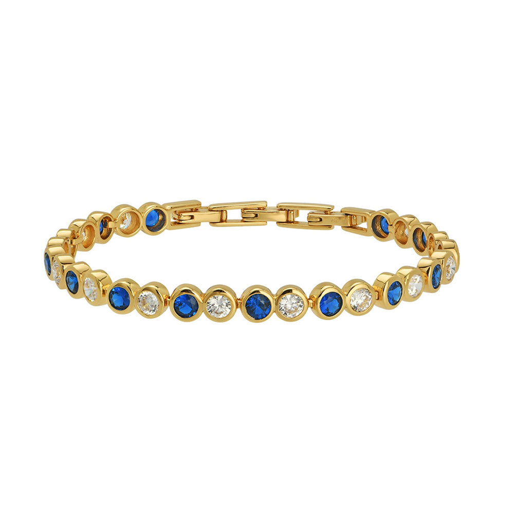 Amelia Scott Gold Dotty Tennis Sapphire Blue & Clear Bracelet image