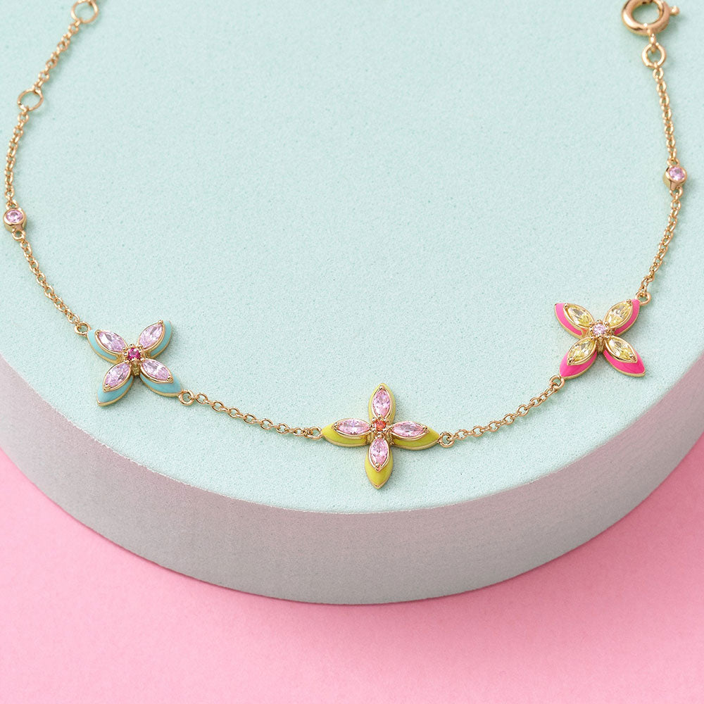 Amelia Scott Gold Lucky Clover Sherbet Enamel Bracelet image 1