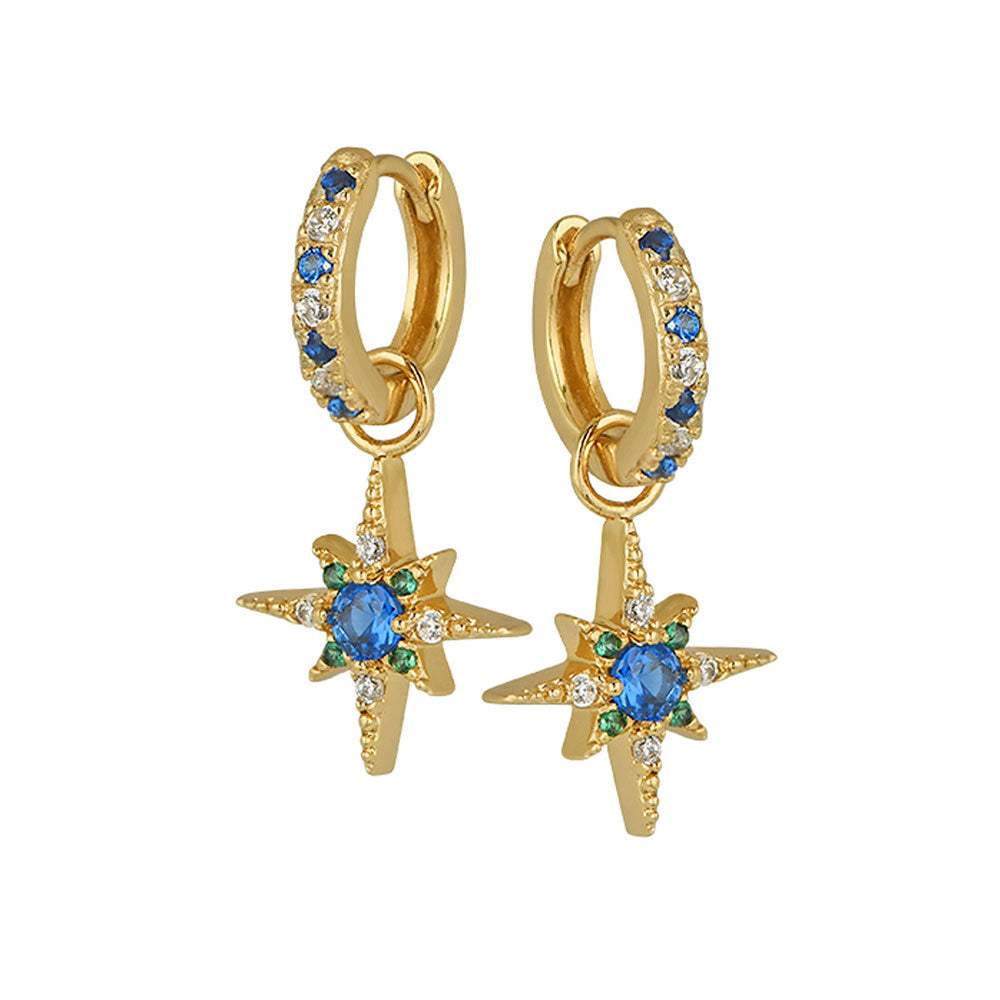 Amelia Scott Gold Nova North Star Sapphire Blue Hoop Earrings image