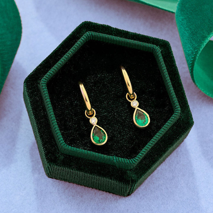 Amelia Scott Gold Sofia Emerald Green Hoop Earrings image 1