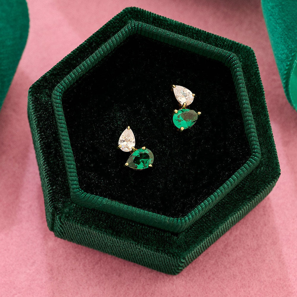 Amelia Scott Gold Sofia Emerald Green Stud Earrings image 1