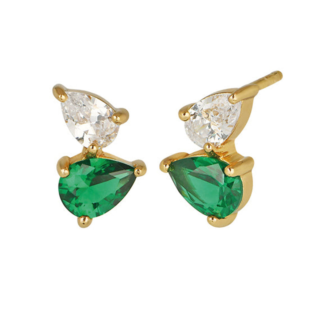 Amelia Scott Gold Sofia Emerald Green Stud Earrings image