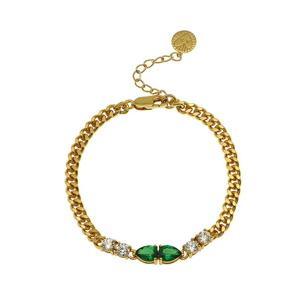 Amelia Scott Gold Sofia Emerald Green Teardrop Bracelet image