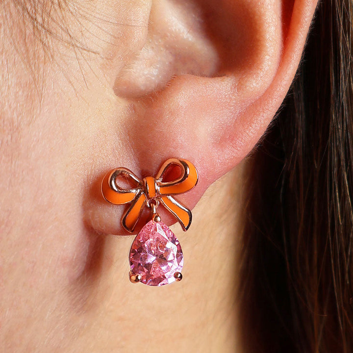 Amelia Scott Rose Gold Bow Blush Pink Earrings image 2