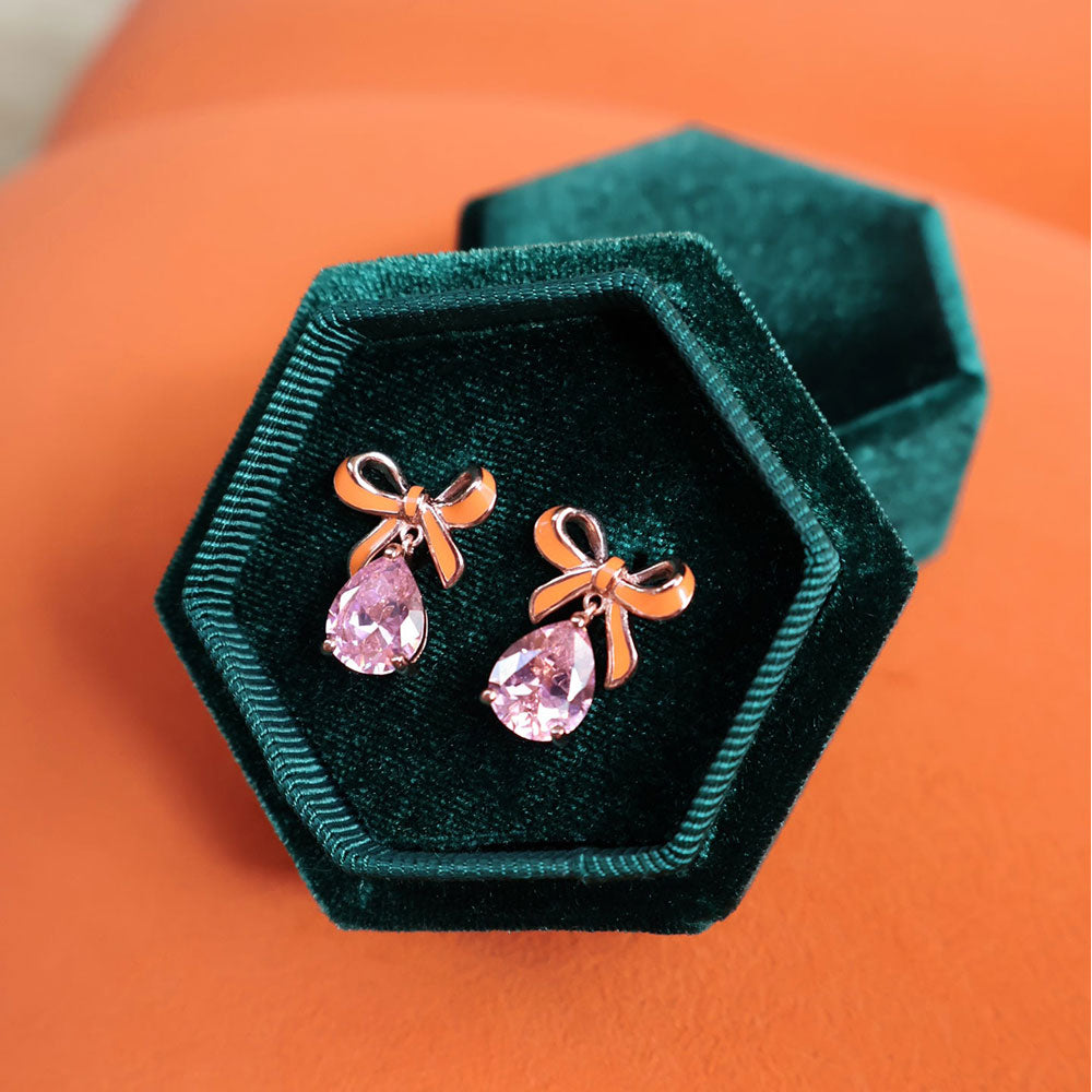 Amelia Scott Rose Gold Bow Blush Pink Earrings image 3