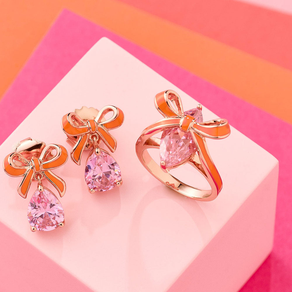 Amelia Scott Rose Gold Bow Blush Pink Earrings image 4