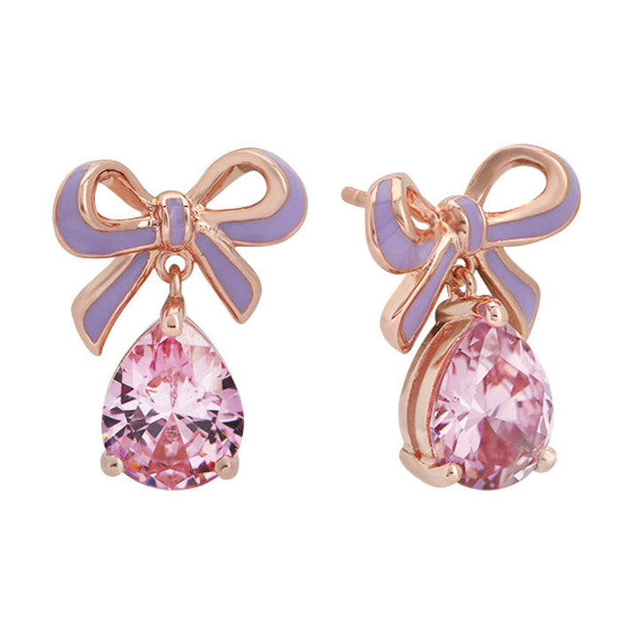 Amelia Scott Rose Gold Bow Lilac & Blush Pink Earrings image 1