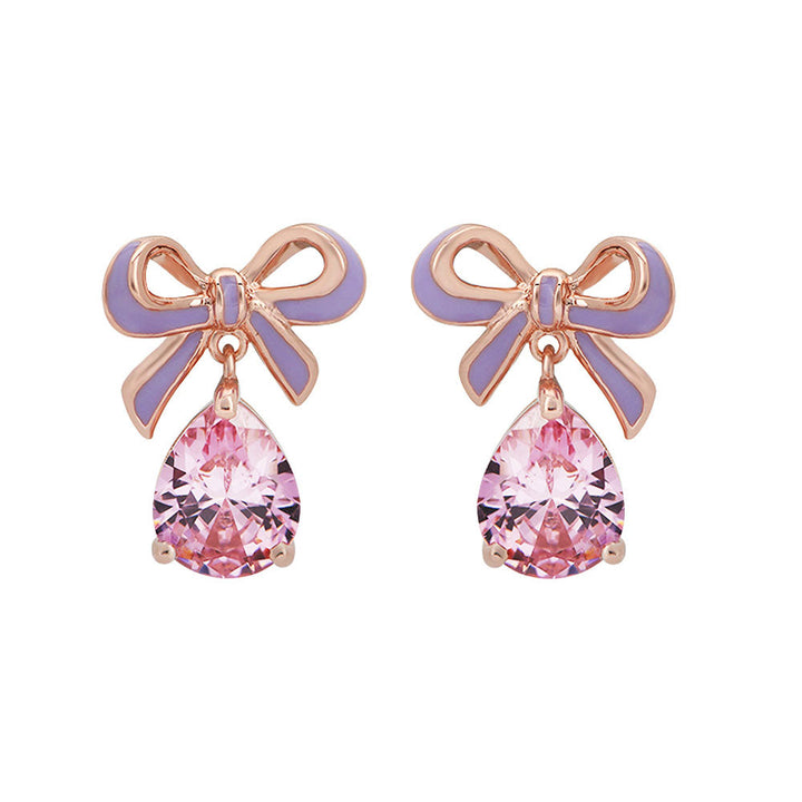 Amelia Scott Rose Gold Bow Lilac & Blush Pink Earrings image