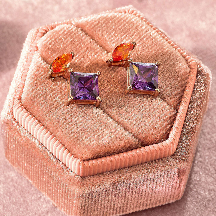 Amelia Scott Rose Gold Esme Amethyst Purple & Orange Stud Earrings image 1