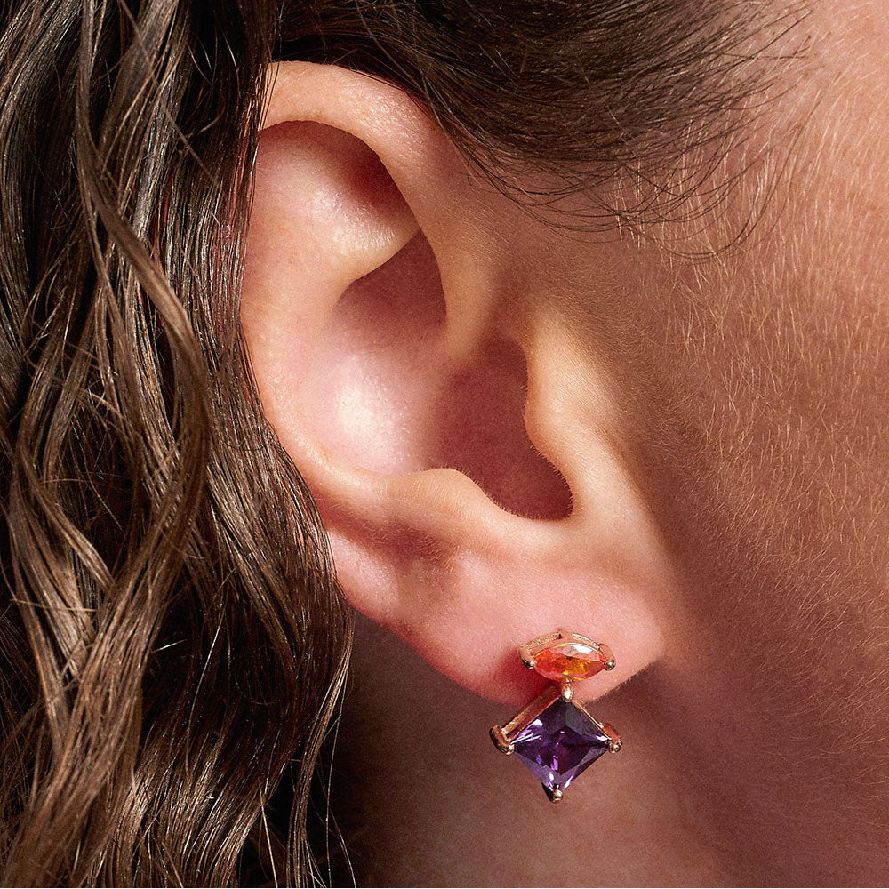 Amelia Scott Rose Gold Esme Amethyst Purple & Orange Stud Earrings image 2