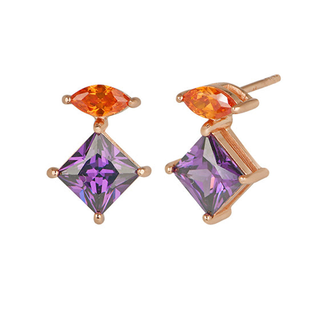 Amelia Scott Rose Gold Esme Amethyst Purple & Orange Stud Earrings image