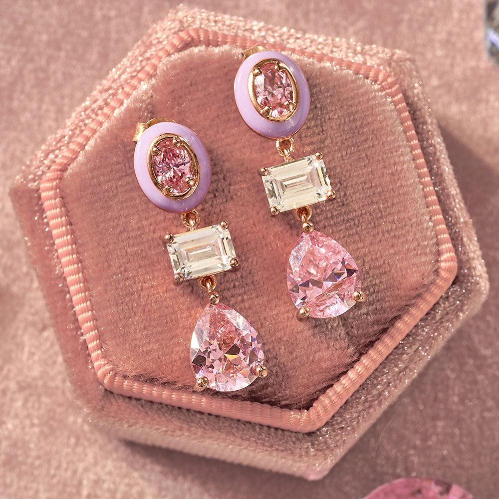 Amelia Scott Rose Gold Frida Enamel Drop Lilac & Pink Earrings image 1