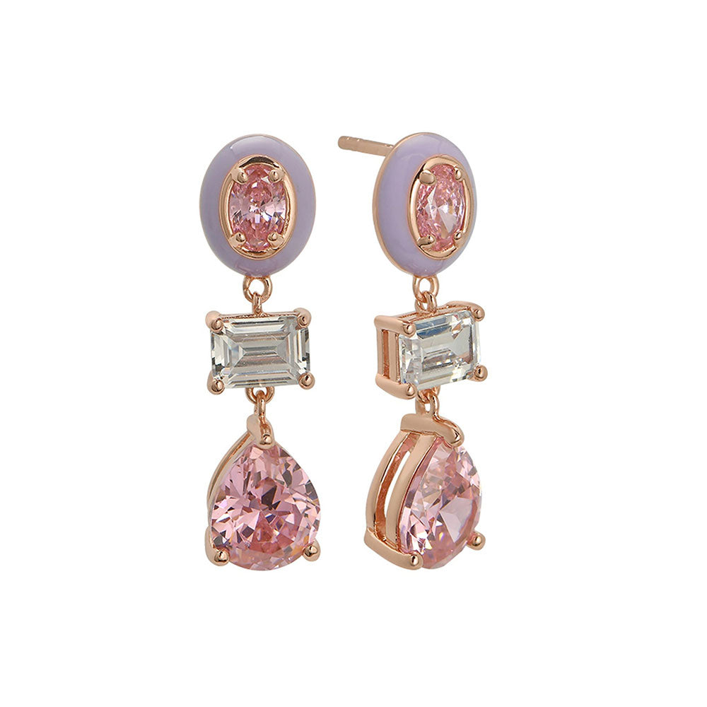 Amelia Scott Rose Gold Frida Enamel Drop Lilac & Pink Earrings image 2