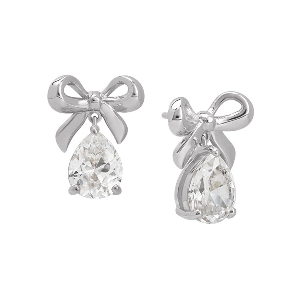 Amelia Scott Silver Bow Clear Cubic Zirconia Stud Earrings image