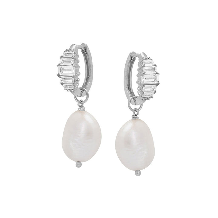 Amelia Scott Silver Isla Art Deco Baroque Pearl Hoop Earrings image