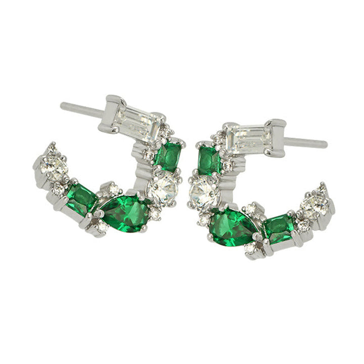 Amelia Scott Silver Lottie Cluster Emerald Green Earrings image 1